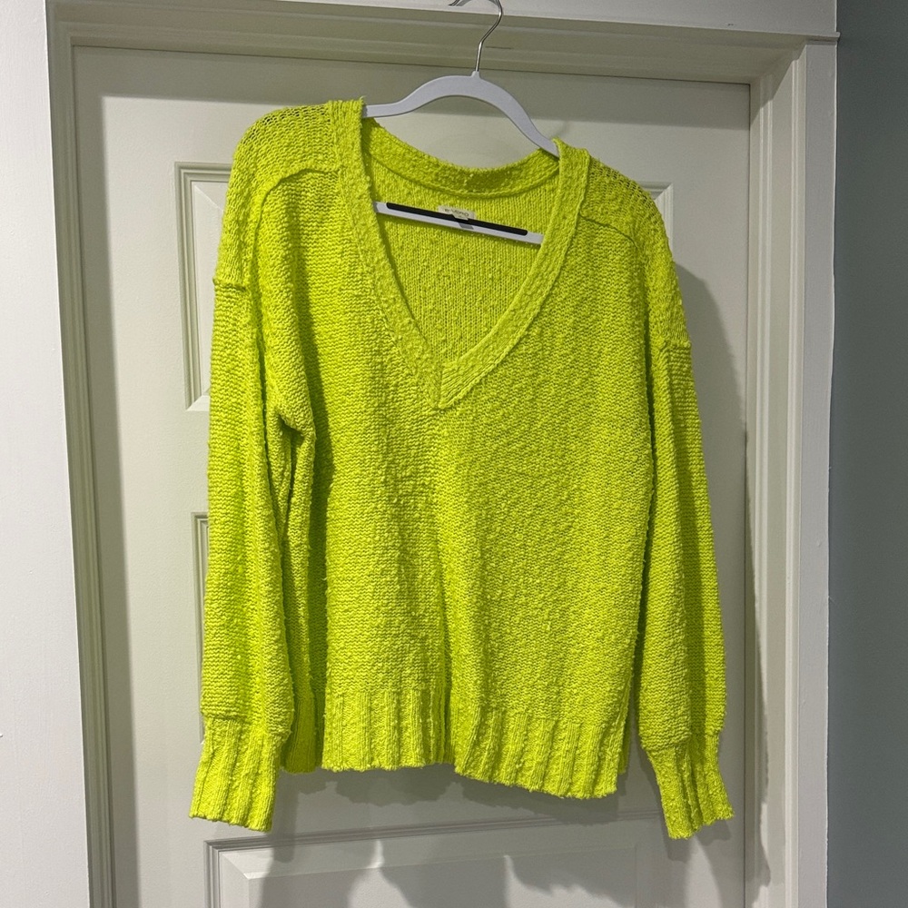 Pilcro Neon Yellow V-Neck Sweater